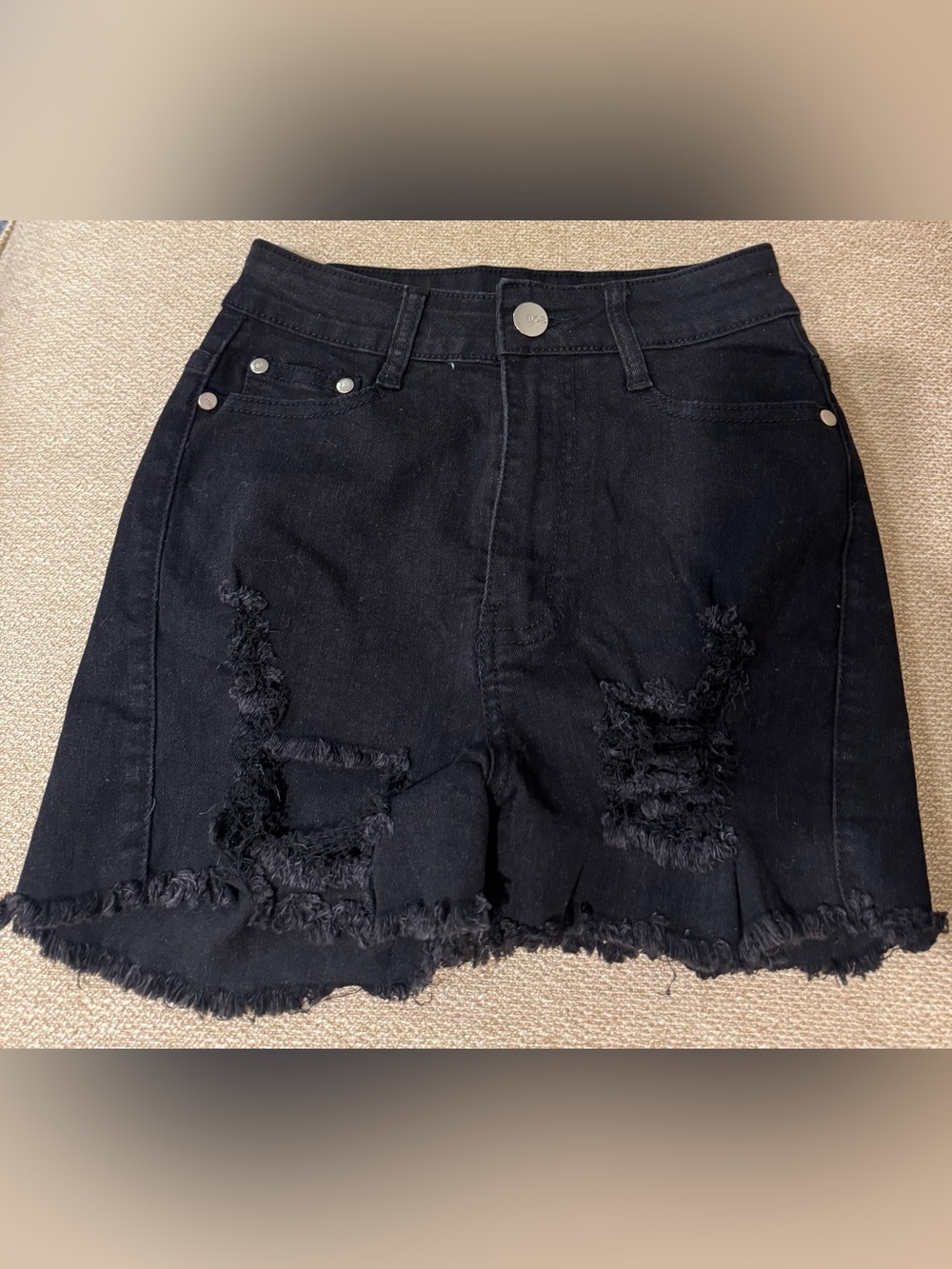 Robert Rodriguez Black Distressed Denim Shorts